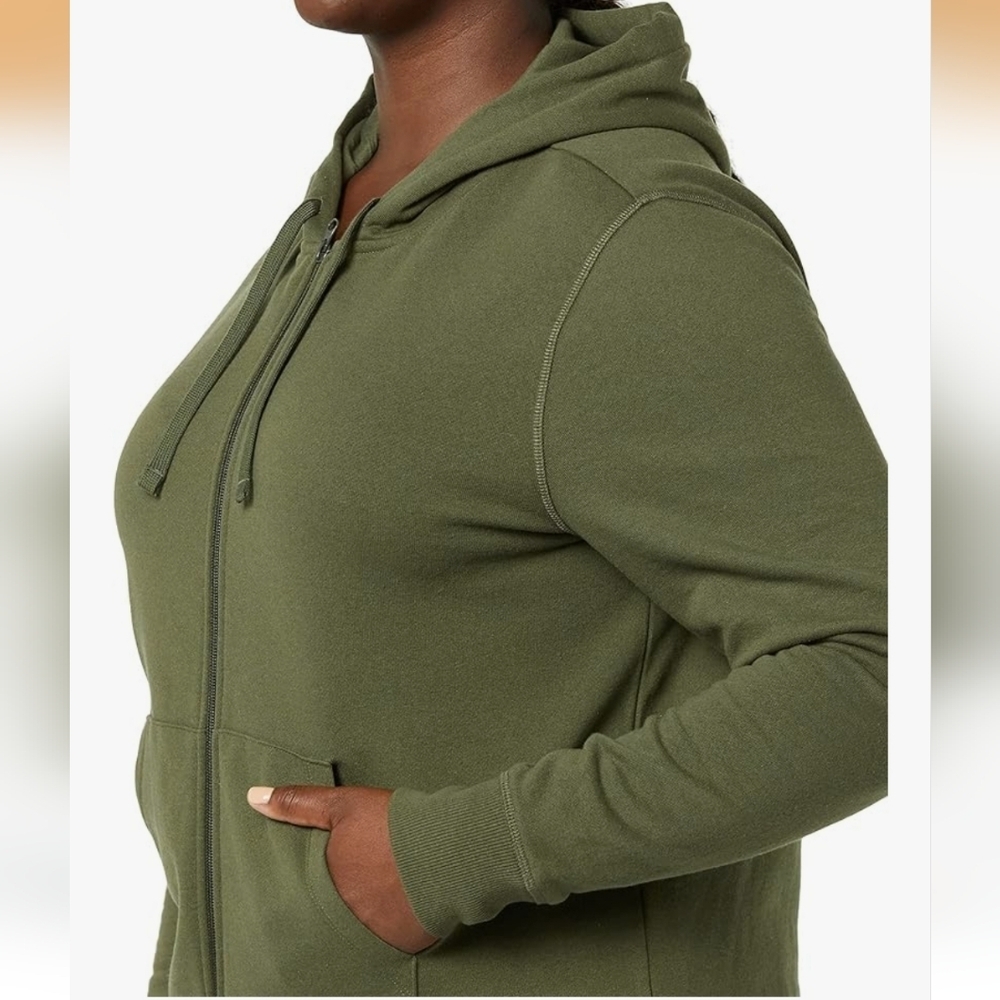 Amazon Essentials Olive Green Zip-Up Hoodie Women's XL NEW - Picture 3 of 3